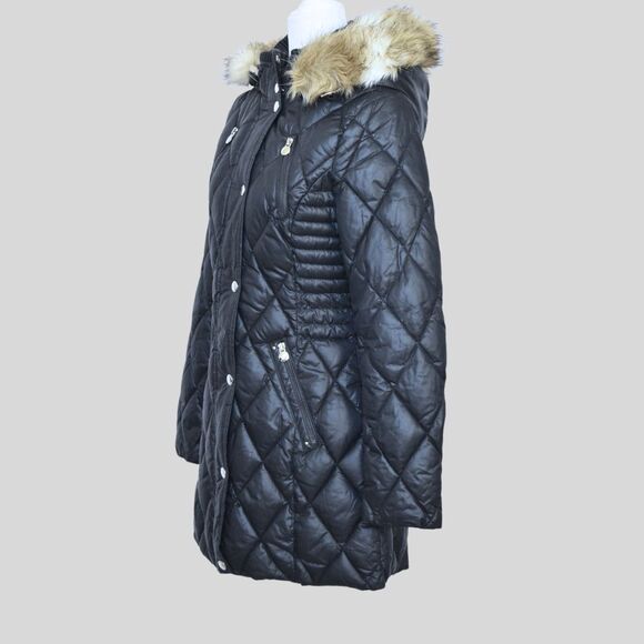 LAUNDRY BY DESIGN Women's Diamond Quilted Puffer Coat Navy Size S - Picture 3 of 9